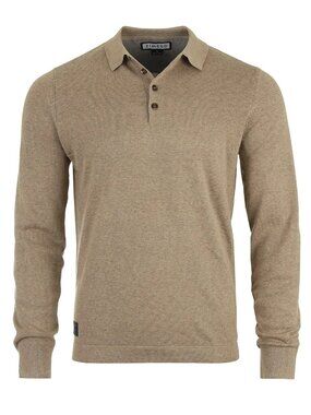 Zimego Tan Button Up Long Sleeve Polo Sweater/2675
